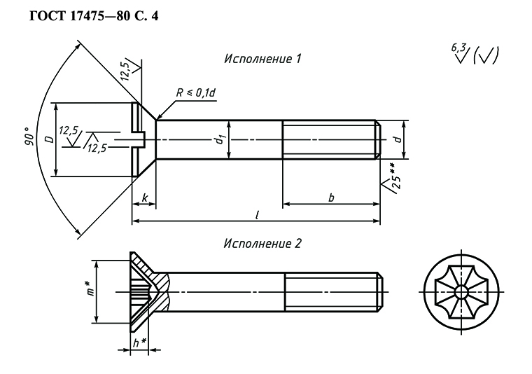 Винт гост 17474 80 чертеж